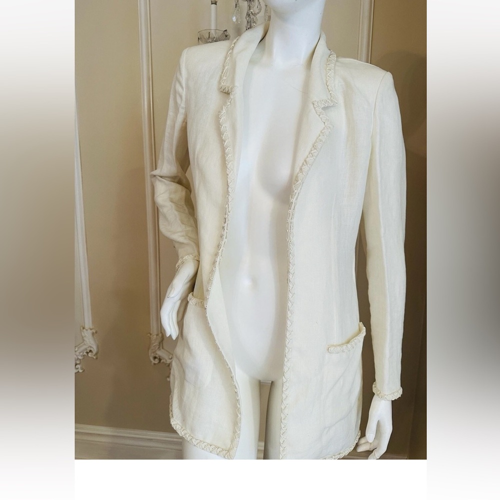 CHANEL Linen lace-up detailing Blazer Size 36 France